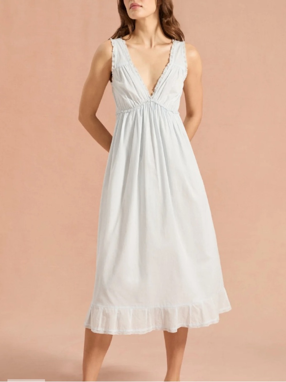 If Only If Anastasia blue Cotton Nightdress with Lace Trim size large